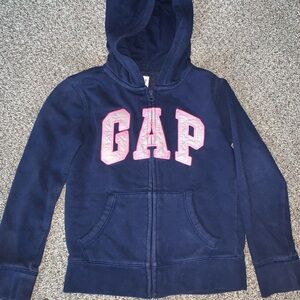 GAP Kids Dark Blue Hoodie with Pink Logo